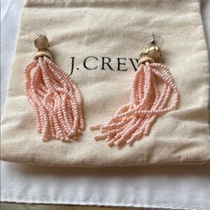 J. Crew Pink Tassel Earrings with Beaded Fringe